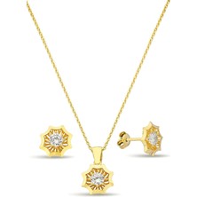 Argentum Concept 18K Altın Kaplamalı 925 Ayar Gümüş Çiçek Set - 67018702