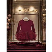 Lavin’s Luxury Bordo Likralı Tütü Kız Çocuk Elbise 24-36 Ay