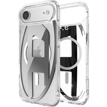Diesel iPhone 17 Air Uyumlu Magsafe Destekli Oval D Metalik Kılıf - Gümüş