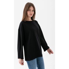 Wega Moda Oversize Geniş Kol Kadın Tesettür T-Shirt Salaş Uzun Basic Tişört