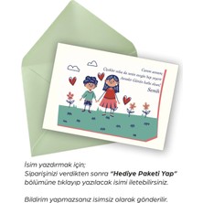 Canvela 1 Adet Anneler Günü Özel Not Yazılı Isme Özel Kişiselleştirilebilir 13X18 cm Yeşil Zarf ve Not Kartı Seti