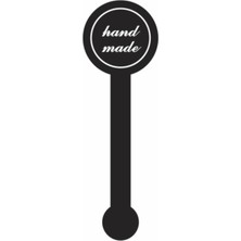 57 Adet 3X10 cm Mat Kuşe Handmade El Yapımı Yapışkanlı Sticker Siyah Uzun Etiket Çıkartma Lolipop