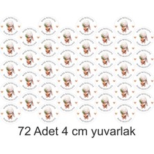 72 Adet 4 cm Beyaz Çizgi Fil Sevimli Daire Yuvarlak Etiket Sticker Hediye Paketleme Parti Hediyeleri