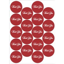64 Adet Bordo 4 cm x 4 cm Yuvarlak Klasik Thank You Teşekkür Ederim Sticker Etiket Çıkartma