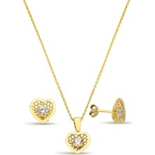 Argentum Concept 18K Altın Kaplamalı 925 Ayar Gümüş Kalp Set - 67018302