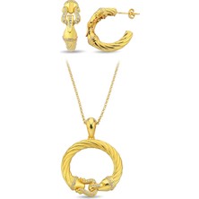 Argentum Concept 18K Altın Kaplamalı 925 Ayar Gümüş Tasarım Burgu Set - 67022202