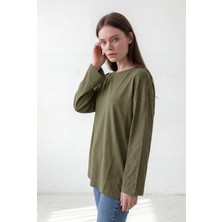 Wega Moda Oversize Geniş Kol Kadın Tesettür T-Shirt Salaş Uzun Basic Tişört