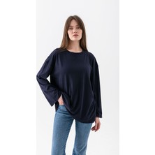 Wega Moda Oversize Geniş Kol Kadın Tesettür T-Shirt Salaş Uzun Basic Tişört