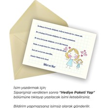 Canvela 1 Adet Anneler Günü Özel Not Yazılı Isme Özel Kişiselleştirilebilir 13X18 cm Sarı Zarf ve Not Kartı Seti