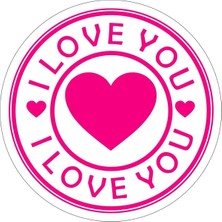 Kuşe Sticker Paketleme & Kargo Etiketi (4 x 4cm 70 Adet I Love You Seni Seviyorum ) Hediye Paketleme