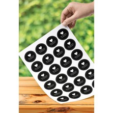 72 Adet 4x4 cm Yuvarlak Siyah Beyaz Minimalist Teşekkür Yuvarlak Çıkartma Etiket Sticker