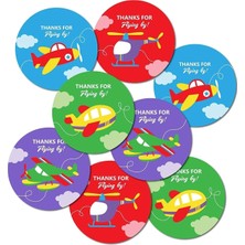 40 Adet 4 cm Yuvarlak Benzersiz Tasarım Uçan Uçaklar Tema Teşekkürler Sticker Etiket Parti Çıkartma