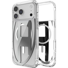 Diesel iPhone 17 Pro Uyumlu Max Magsafe Destekli Oval D Metalik Kılıf - Gümüş