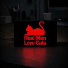 Gişe Arts Masa Lambası - Real Men Love Cats Adaptörlü Dekoratif & Hediyelik Lamba