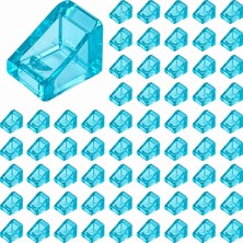 LEGO Yedek Parçalar: Slope: 100 Adet 1X1X2/3 Şeffaf Mavi - Trans Light Blue 54200