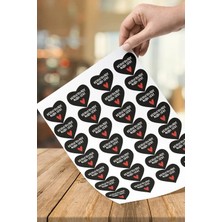 55 Adet 4 cm Siyah Kalp Şekilli Kesimli Homemade El Yapımı Yapışkanlı Çıkartma Sticker Etiket