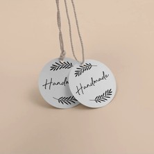 50 Adet (4 Cm) Handmade Yapışkansız Baskılı Etiket / Düğün Nişan Nikah Hediye Etiketi / Yuvarlak