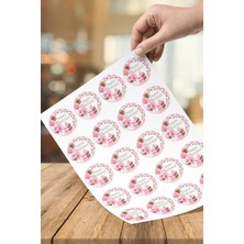 40 Adet 5 cm Pembe Yuvarlak Happy Birthday Doğum Günün Kutlu Olsun Sticker Çıkartma Etiket
