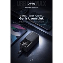 Jopus 30000MAH Powerbank LCD Ekranlı Taşıma Askılı Güçlü Taşınabilir Şarj Cihazı Beyaz JP-P12