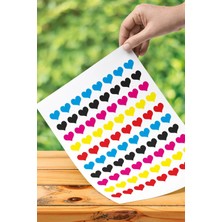 220 Adet 2 cm Yapışkanlı Kalp Şekilli Siyah Mavi Sarı Pembe Kırmızı Sticker Etiket Parti Hediyeleri