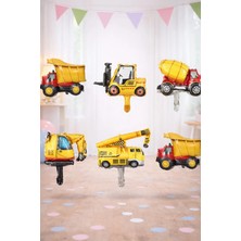 Umamiçe Inşaat Araçları Folyo Balon 6’lı Set Doğum Günü Süsleri