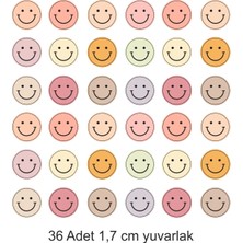 36 Adet Smile Renkli Gülen Yüz Yapışkanlı Sticker Etiket Hediye Paketleme Parti Hediyeleri