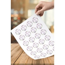 60 Adet 4 cm Çapında Leylak Tasarımlı Thank You Teşekkür Ederim Ingilizce Sticker Etiket Çıkartma