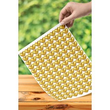 220 Adet 2 cm Yapışkanlı Kalp Şekilli Gold Altın Sticker Etiket Paketleme Parti