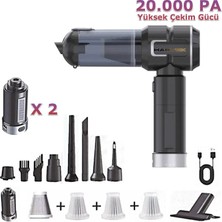 Bagajon Harvox HXVC-005 Araç İçi Profesyonel Süpürge 12.000 Mah Çift Bataryalı 20.000PA Güçlü Vakum ve Üfleme Powerbank Özellikli Süpürge Siyah