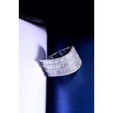 İnnuendo Jewelry 925 Ayar Gümüş Çok Sıralı Baget Taşlı Kadın Yüzük