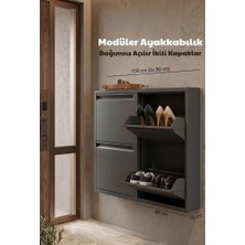 Ovrol 2+2 4'lü Modüler Metal Ayakkabılık Bağımsız Açılır Kapak (Antrasit)