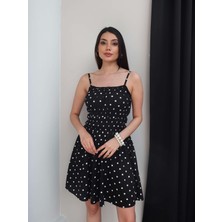 Esra Helvacı Puantiyeli Gipeli Mini Elbise