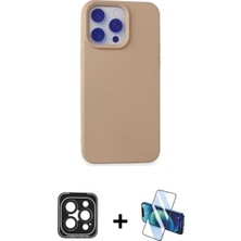 Marsilyan™- iPhone 15 Pro Max Kılıf Ahenk Serisi - Siyah 3D Antistatik Seramik Nano Ekran Koruyucu + Siyah Pvd Metal Kamera Lens