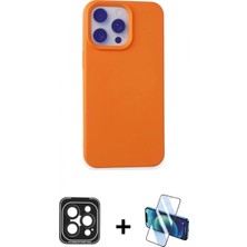 Marsilyan™- iPhone 15 Pro Max Kılıf Ahenk Serisi - Siyah 3D Antistatik Seramik Nano Ekran Koruyucu + Siyah Pvd Metal Kamera Lens