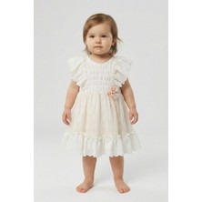 Butik Kız Bebek %100 Pamuklu Dantel Işleme Detaylı Kız Elbise