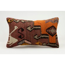 Kilim Wholesale El Yapımı Eski Kilimden Yapılmış Vintage Kırlent Kılıfı, Yün, 30X50 cm