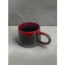 Artistic Quality Dekoratif Kırmızı ve Siyah Renk Geçiş Detaylı Kazan Çay-Kahve Fincanı 1 Adet