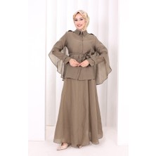 Bym Fashion Kloş Etek Tunik Takım 8028 Haki
