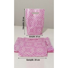 Aybaş Kağıtçılık Pembe Desenli Lüks El Geçmeli Hediye Poşeti 20X30 cm (25 Adet)