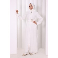 Bym Fashion 8031 Çiçek Desenli Keten Üçlü Takım Ekru