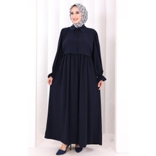 Bym Fashion Pelerinli Elbise 6082 Lacivert
