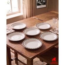 Köklü Züccaciye 18 cm Porselen Yemek Tabağı 6 Adet