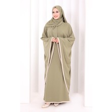 Bym Fashion Yarasakol Biyeli Elbise Şal Hediyelidir 7068 Açık Haki