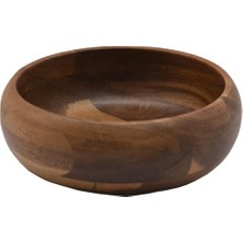 MİEN Mien Akasya Masif Ahşap Kase - 15 cm - Yuvarlak Çerezlik ve Sosluk