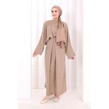 Bym Fashion Çapraz Bağlamalı Ipli Elbise 6083 Vizon