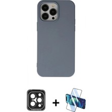 Marsilyan™- iPhone 15 Pro Max Kılıf Ahenk Serisi - Siyah 3D Antistatik Seramik Nano Ekran Koruyucu + Siyah Pvd Metal Kamera Lens