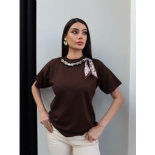 Esra Helvacı Yaka Inci Fularlı Modal Tshirt