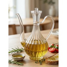 Lumindra Borosilikat Cam Glorry Yağlık Veya Sirkelik 700 ml 1 Adet Çizgili Tasarım Füme Kafalı