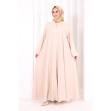 Bym Fashion Çıt Çıt Düğme Detaylı Ferace Görünümlü Elbise 6092 Taş