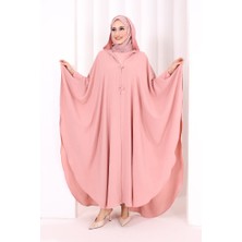 Bym Fashion Kapüşonlu Ayrobin Pelerin 70021 Gül Kurusu
